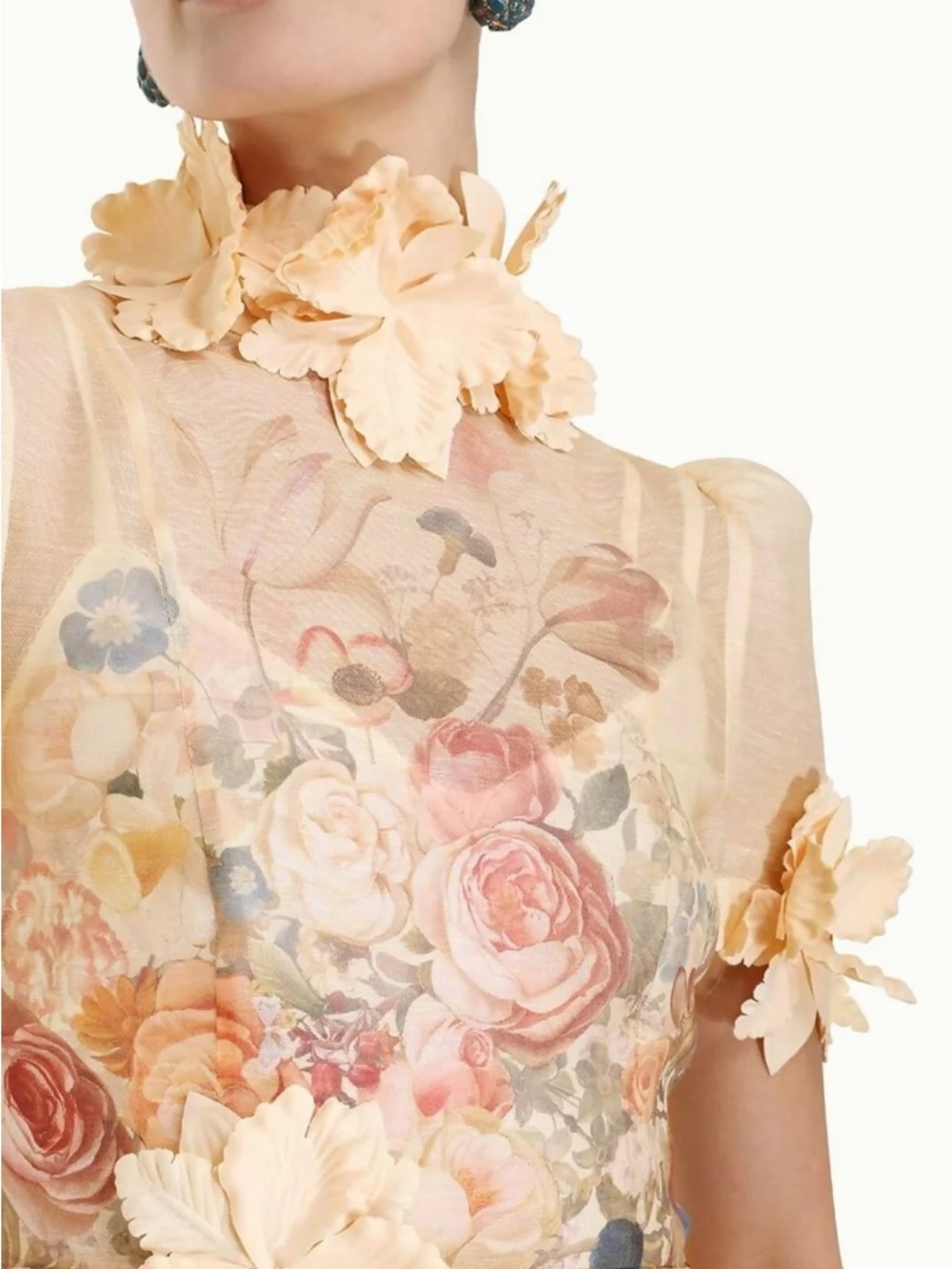 Zimmermann Peach Floral Mini Dress with 3D Petal Accents - Picture 5 of 6